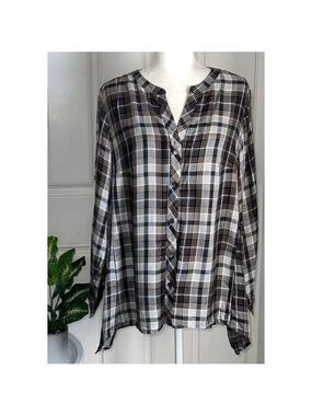 Women's Workshop Republic Clothing Plaid Shirt 1X Black White